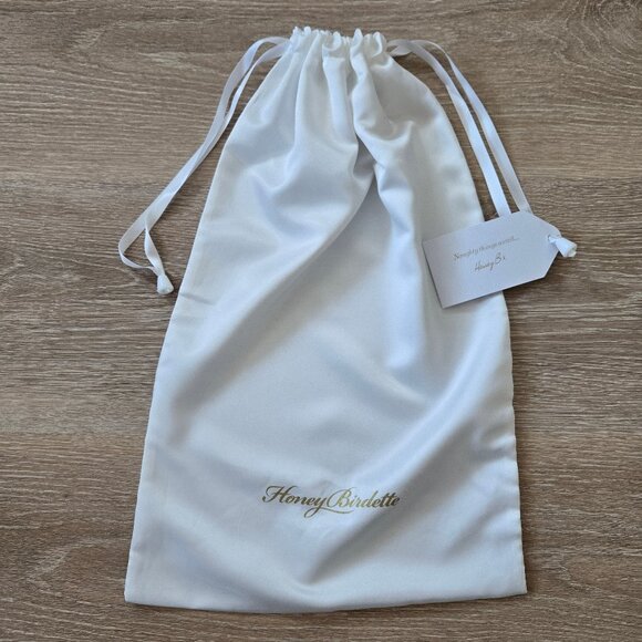 Honey Birdette Large White Satin Drawstring Dust Bag Travel Storage New With Tag - Picture 1 of 15